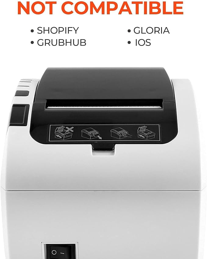 MUNBYN Receipt Printer, Thermal Receipt Printer Works with Windows Mac Chromebook Linux Cash Drawer, USB/Ethernet Port 80mm Printer for POS, High-Speed Auto-Cutter Wall Mount, ESC/POS, ITPP047