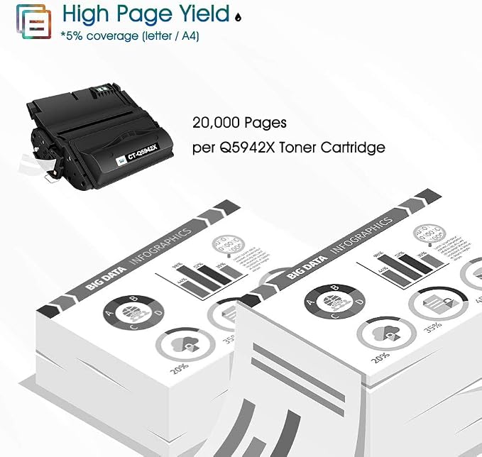 Cool Toner Compatible Toner Cartridge Replacement for HP 42X Q5942X Q1338A Q5942 for HP 4250TN 4250N 4250DTN 4350N 4350TN 4350DTN Printer-1PK