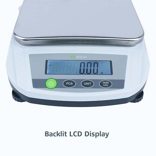 U.S. Solid Analytical Balance, 5000g/11lb x 0.01g Digital Precision Scale, Piece Counting, g/ct/oz/lb, 7.6" x 5.6" Rectangular Pan, 100-240V AC, Kitchen, Jewelry, Scientific Use