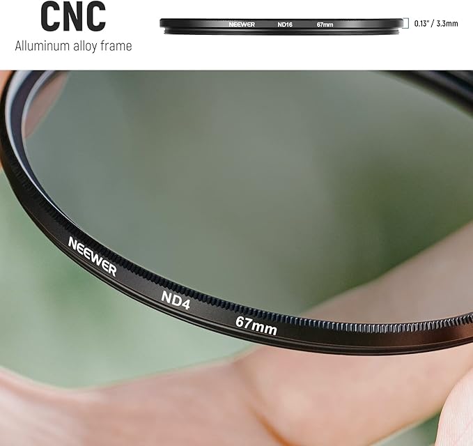 NEEWER 67mm ND Lens Filter Kit: ND2 ND4 ND8 ND16, Lens Cleaning Pen, Filter Pouch Neutral Density Filter and Accessory Kit Compatible with Canon Nikon Sony Panasonic DSLR Cameras with 67mm Lens