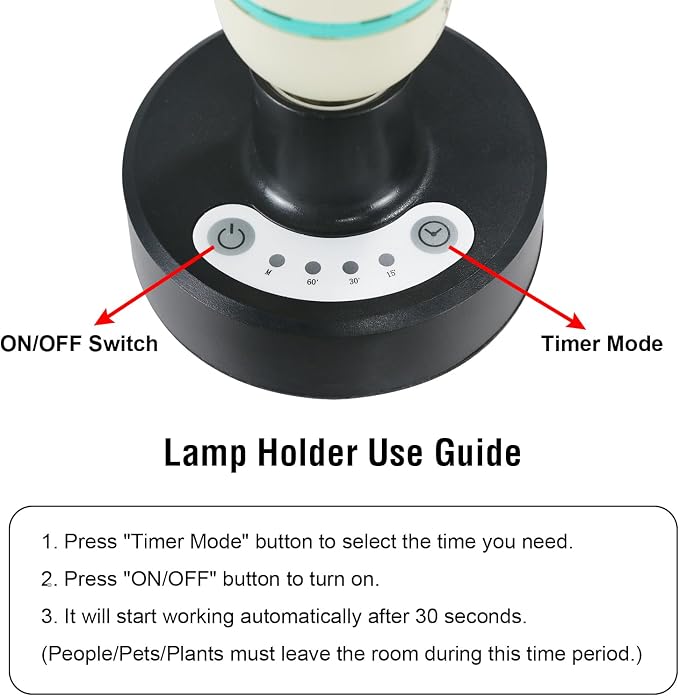 36W UV C Sanitizer Light，99.99% Sanitization with 254nm Wavelength, 3-Level Timer, E26 Base for Home, Basement, Storehouse, Car, Ozone Free UV C Lamp(110V)