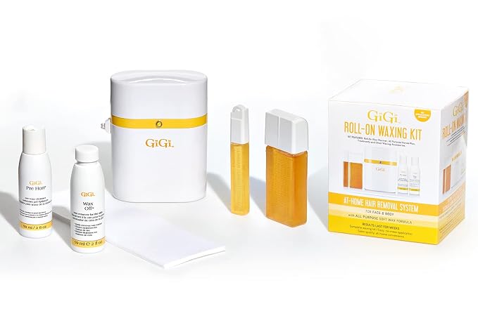 Gigi Roll on Waxing Kit – At-Home Hair Removal for Face & Body with All-Purpose Soft Wax Roller for Smooth Skin