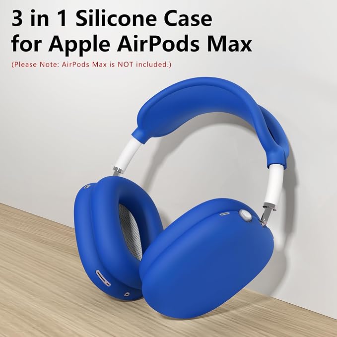 Silicone Case Cover for AirPods Max Headphones, Ear Pad Case Cover/Ear Cups Cover/Headband Cover for AirPods Max 2/1 (2026/2024/2020)(USB-C/Lightning), Accessories for Apple AirPods Max 2, Cobalt Blue