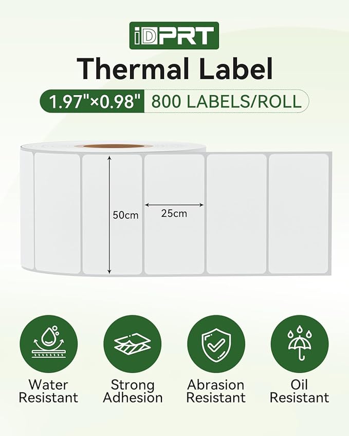 iDPRT SP320 Desktop Label Maker with 1 Roll of 800 pcs Thermal Label (1.97”×0.98”), Bluetooth Thermal Shipping Label Printer for Parcel Shipping, Small Businesses, Offices, and Home, Sticker Printer
