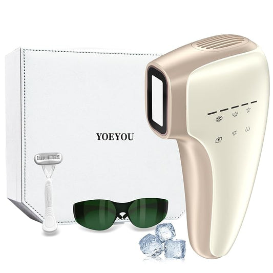 Sapphire Ice Cooling IPL Hair Removal Device, Painless At-Home Permanent Hair Remover for Women Men, 5 Levels 2 Modes for Full Body Use