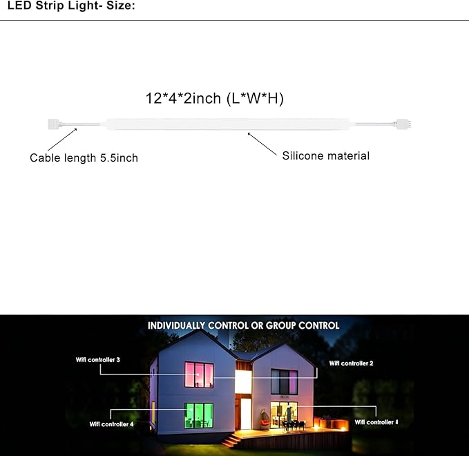 LED Under Cabinet Lighting Kit, Dimmable RGB Strip Lights, Remote Control Linkable Light Work with Alexa and Google Home, 12 inch Silicone Lamps for Closet, Shelf, Desk, Kitchen (Multicolor)
