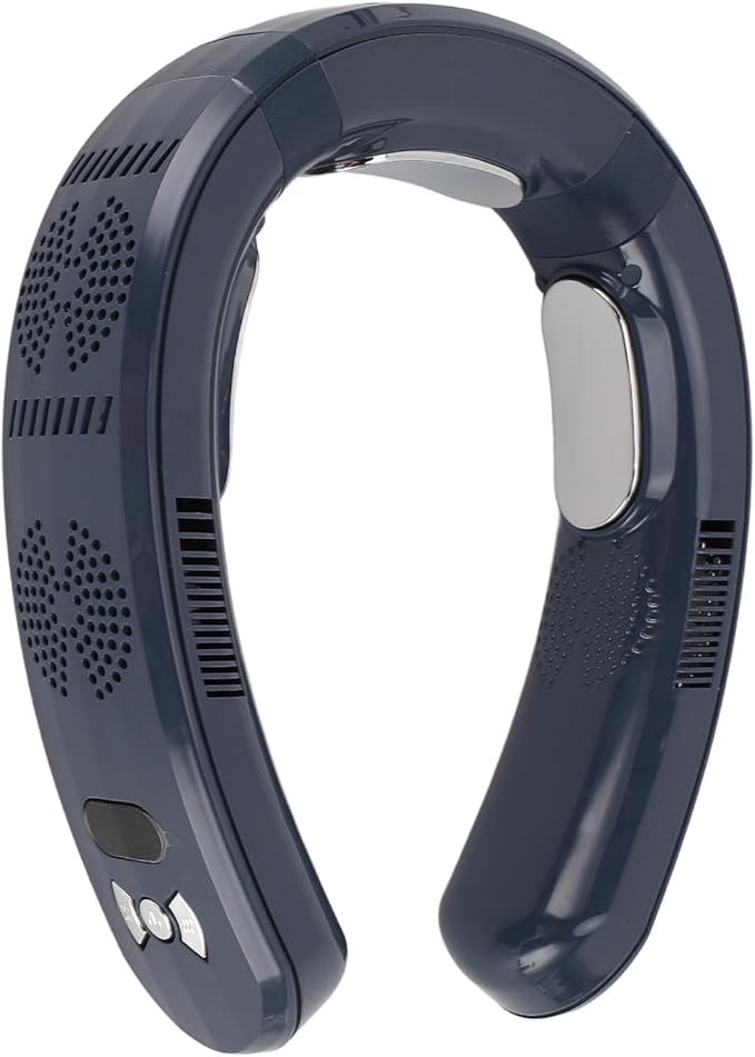 Haofy Rechargeable Bladeless Neck Fan, Portable Cooling Air Conditioner for Outdoor Work, Gym, Office, Travel, Lawn Trimming, Yard Work, 3 Heating Modes (Navy Blue 4)