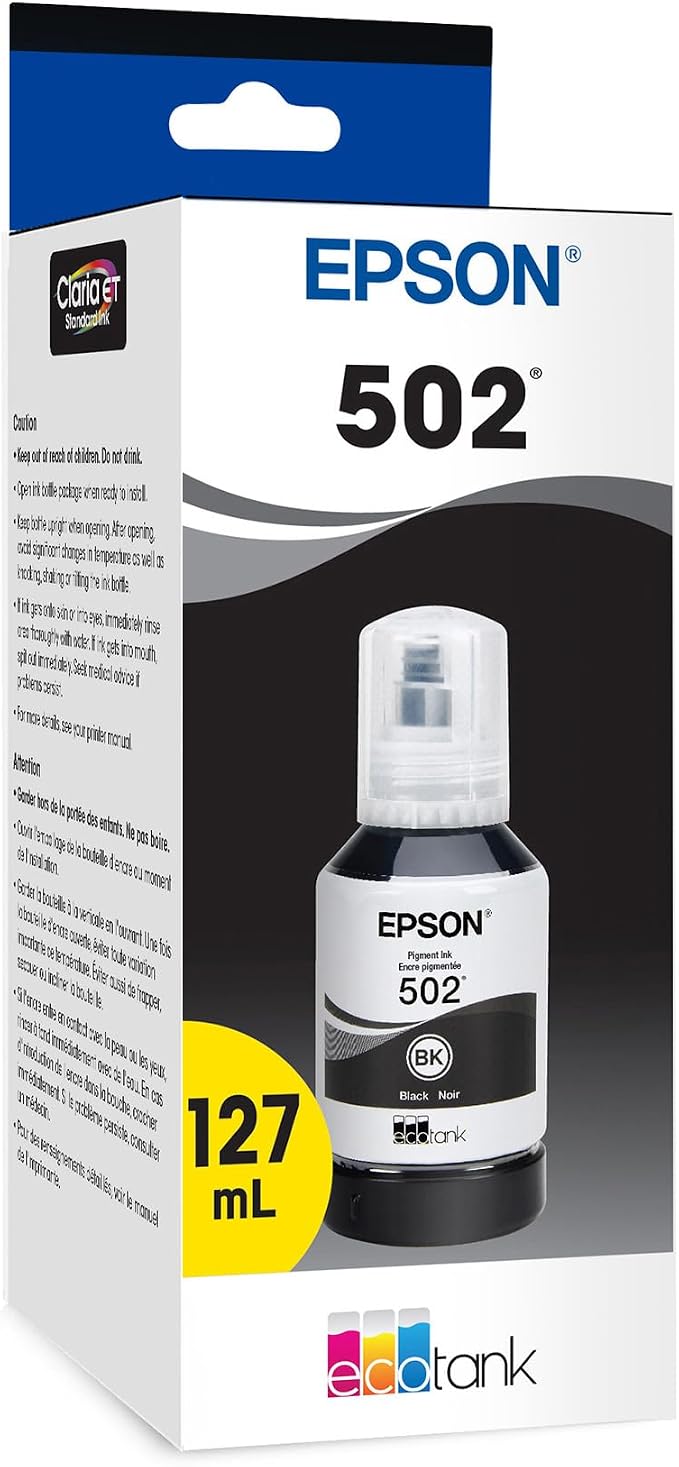 Epson 502 EcoTank Ink Ultra-high Capacity Black Bottle Works with ET-2850, ET-2980, ET-2988, ET-3850, ET-3930, ET-3950, ET-4850, ET-4950 and Other Select EcoTank Models, Pack of 24