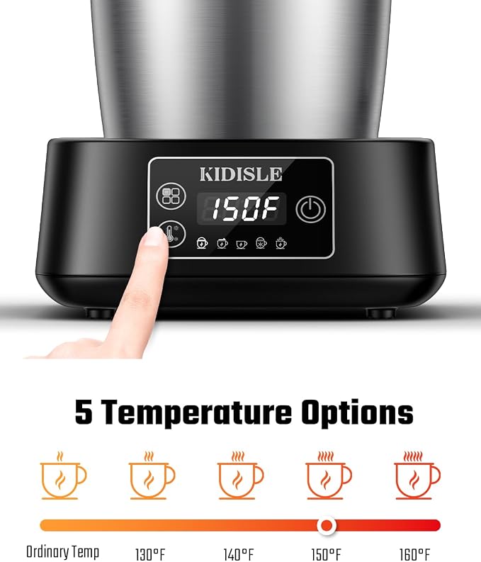 KIDISLE 5-in-1 Milk Frother and Steamer, 17oz Detachable Stainless Steel Jug, 4 Adjustable Temperatures 130°F-160°F, Hot & Cold Foam Maker, Hot Chocolate Maker, Dishwasher Safe