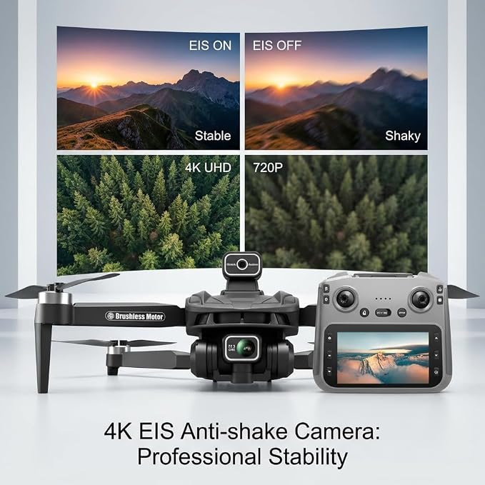 V168 Pro MAX GPS Drones with Camera for Adults 4K, RC Drone with 4.5" HD Screen on Controller, 60 Mins Flight, Long Range Transmission, 360° Obstacle Avoidance, Follow Me, Auto Return, Brushless Motor, QuickShots, Lightweight and Foldable Quadcopter fo...