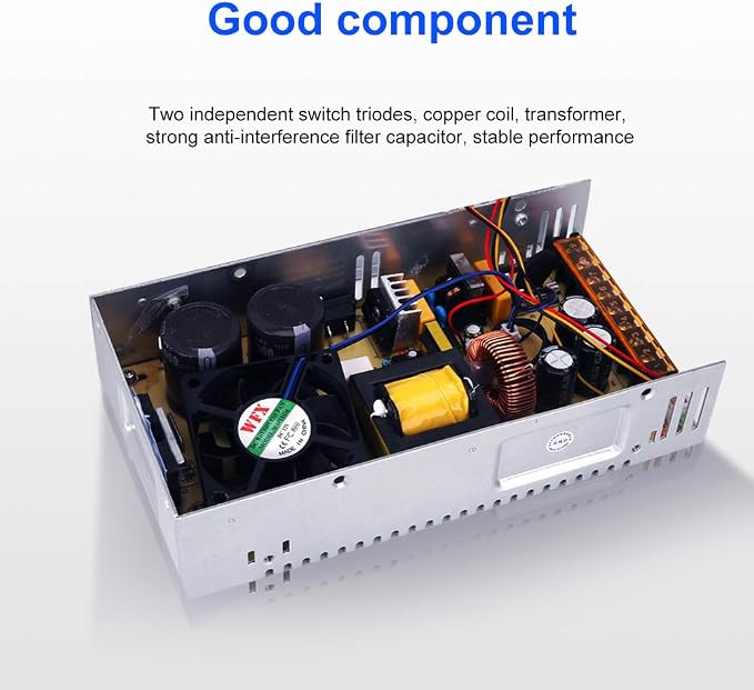 AC to DC Converter, MYSWEETY 12 Volt Power Supply AC 110V-220V to DC 0-48V Module Switching Power Supply Digital Display 480W Voltage Regulator Transformer Built in Cooling Fan