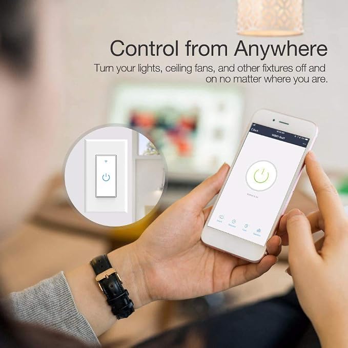 Smart Switch 3Gang Smart Light Switch 3 Gang, 2.4Ghz in-Wall Smart Switch WiFi Light Switch Compatible with Alexa and Google Assistant, Single Pole, Need Neutral Wire