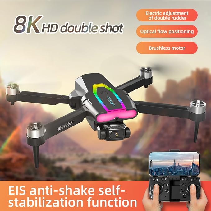 GPS Drone with 8K HD Camera & Dual-Axis Gimbal Stabilization | 25 Min Flight, Auto Takeoff/Landing, Brushless Motors | Pro Drone for Adults