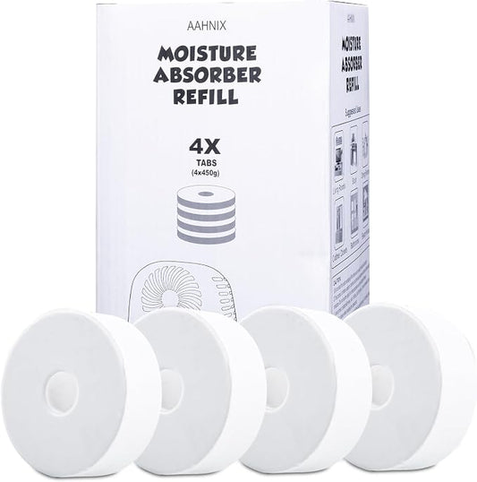 pack of 4, humidity absorber Refills Tablets, 15.9oz-4"H×1.6"W mini dehumidifier Tablets – Moisture Absorber Prevents Excess Moisture And Fragrance Free