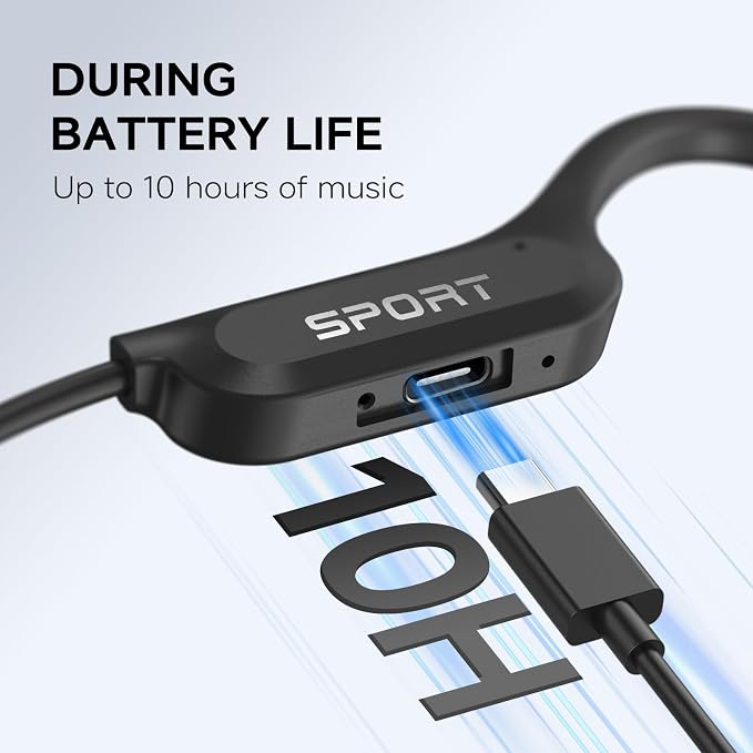 Yorlu Bone Conduction Headphones, 2026 Upgrade Open Ear Bluetooth 5.4 Headphones with Mic, 10Hrs Playtime Bone Conduction Earbuds, IP56 Waterproof Earphones for Workout, Hiking
