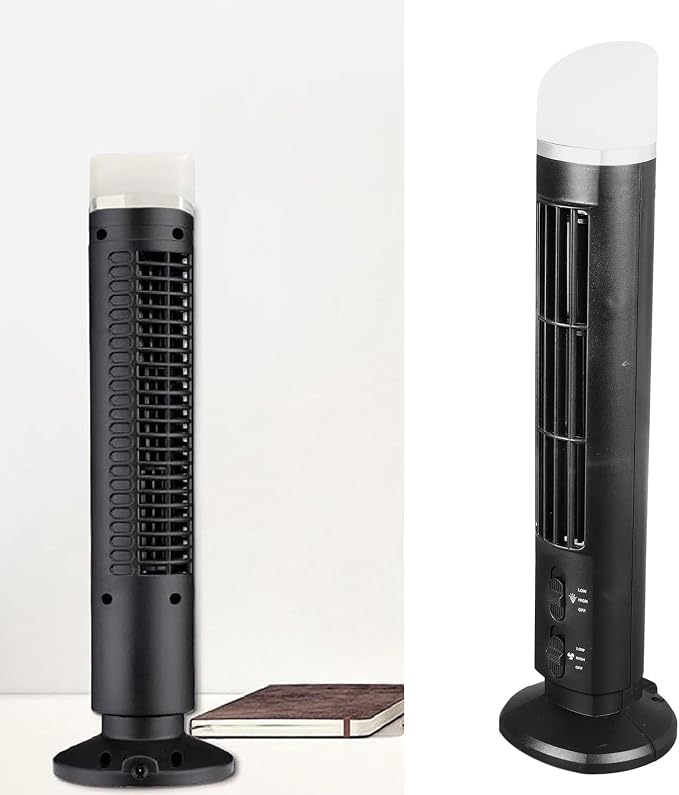 Bladeless Tower Fan Portable Desk Fan with LED Light Quiet Operation for Home Bedroom Office Office Tower Fan Personal Cooling Fan