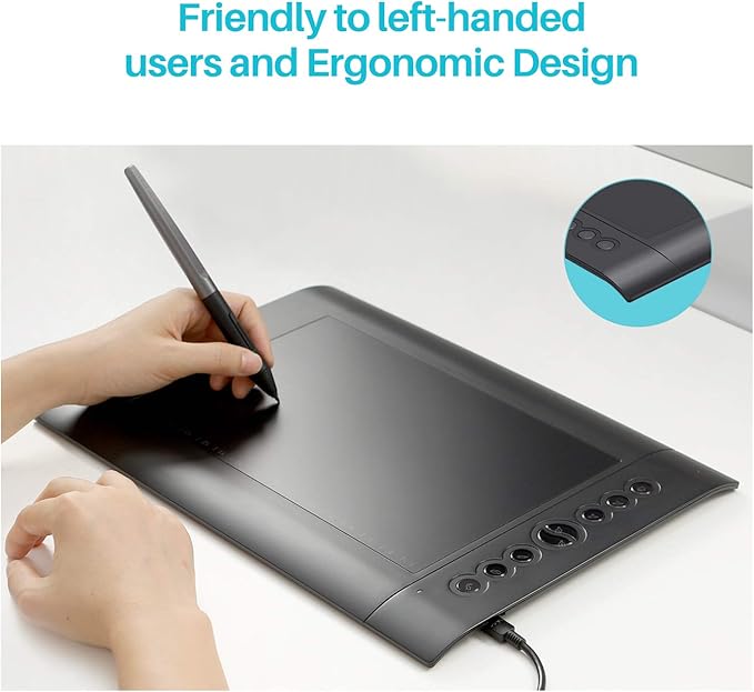 HUION H610 Pro V2 Graphic Drawing Tablet Android Supported Pen Tablet Tilt Function Battery-Free Stylus 8192 Pen Pressure with 8 Express Keys