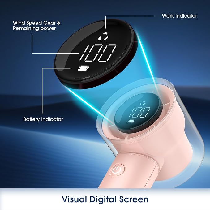 1-100 Speed Portable Handheld Turbo Fan, 【15000RPM】Ultra High-speed,Personal Hand Held Travel Fans,5000mAh Battery Rechargeable Mini Fans,Digital Display,Small Pocket Fan for Summer Essential Gift
