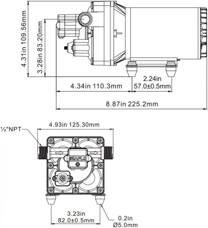 SEAFLO 42W Series Brushless Automatic Demand Diaphragm Pump – Model SFDPA1-040-055-42W, 115V, 4.0 GPM, 55 PSI | Self-Priming, Run Dry Safe, Overload Protection, 4-Year Warranty!