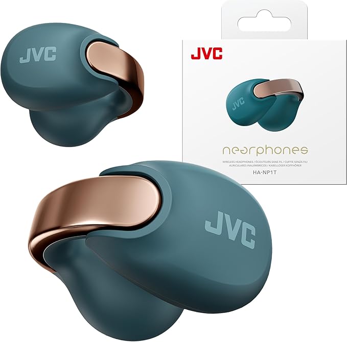 JVC Nearphones Open Ear True Wireless Headphones - Open Ear Earbuds - Bluetooth 5.3-24H Playback - IPX4 Water Resistant - Built-in Mic - Awareness & Comfort - Ear Clip Earbuds - HANP1TA