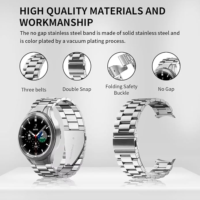 GOLDTOLUCK No Gap Stainless Steel Band Compatible with Samsung Galaxy Watch 8 7 6 5 4 Classic FE Pro Ultra 40mm 44mm 46mm 43mm 47mm 45mm 42mm Replacement Men Women Milanese Metal Elegant Casual