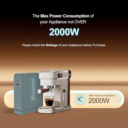 2000W Step Up Transformer 110v to 220v Converter, Heavy Duty Voltage Converter 110v-120v to 220v-240v with Dual Outlets, Overload Protection & Ultra-Quiet for Home Appliances,Grey Green