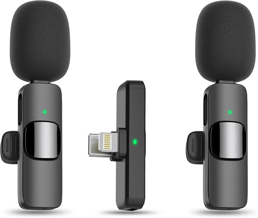 MAYBESTA Wireless Lavalier Microphone for iPhone, iPad, Android - Bluetooth Lapel Phone Mic for Video Recording - Mini Clip on Microphones for YouTube Podcast Interview(Black)