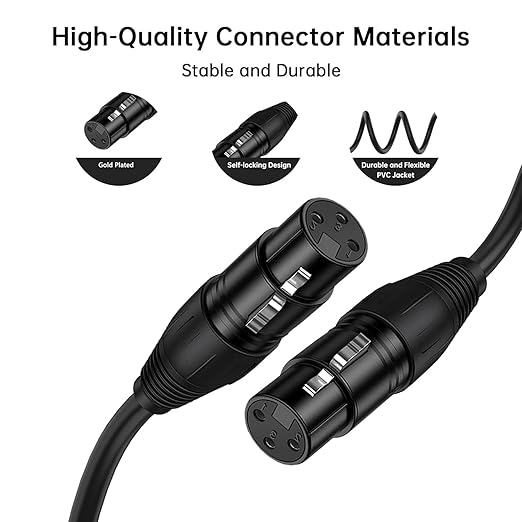 6 Pack, 25 FT XLR Male to XLR Female Cable Professional Balanced Microphone Lead Male to Female Cables, Extension Mic Cable Cord (6 Pack, 25 FT)