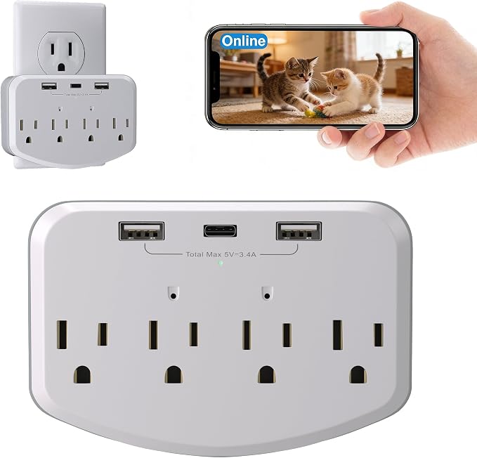 HD 1080P Spy Camera Hidden Camera WiFi, Wireless Wall Outlet Cam with Motion Detection, Free SD Card, Loop Recording,No Audio Indoor Nanny Cameras for Home Security/Office/Baby & Pet