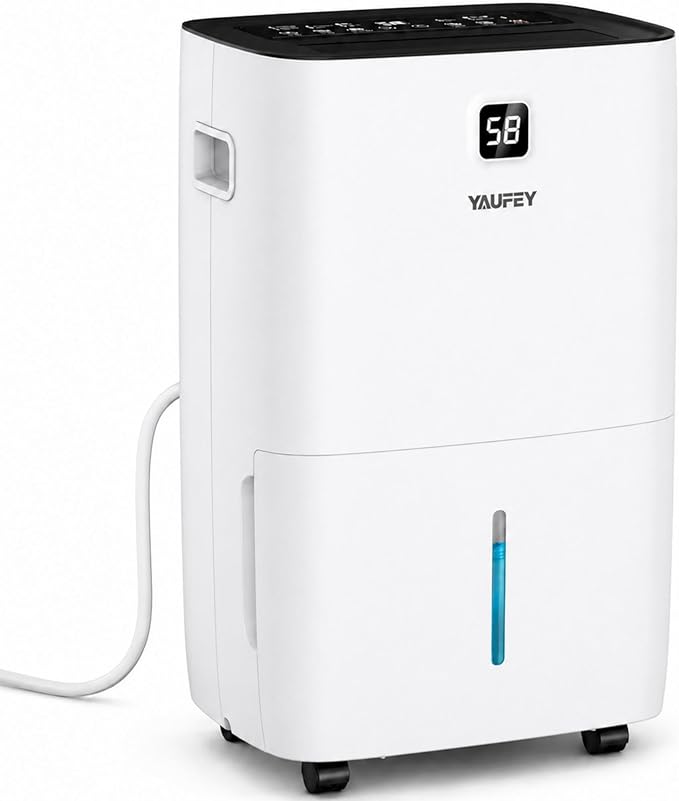 Yaufey 150 Pints Dehumidifier for Home, Basement and Large Room up to 8000 Sq. Ft., with Drain Hose, Timer, Intelligent Humidity Control and Large Water Tank