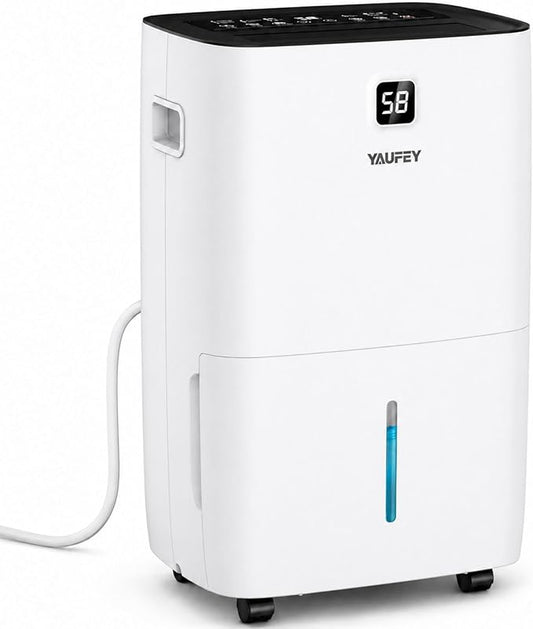 Yaufey 150 Pints Dehumidifier for Home, Basement and Large Room up to 8000 Sq. Ft., with Drain Hose, Timer, Intelligent Humidity Control and Large Water Tank