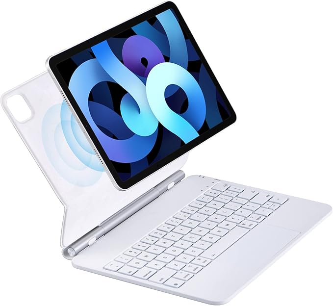 Keyboard Case for iPad Air 11-inch (M3 2025 / M2 2024) & iPad Pro 11-inch (4th/3rd/2nd/1st Gen), Magic Keyboard Case for iPad Air (5/4 Gen) with Multi-Touch Trackpad, Backlit Keys - White