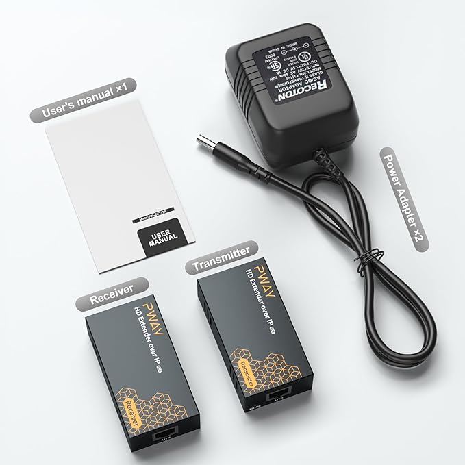 PWAY 400ft HDMI Extender Over Ethernet Cat5e/6, HDMI Over POE IP Kit, One to Many via 100M/1000M Switch, No Delay 1080p Video Extender for TV, PW-DT273P