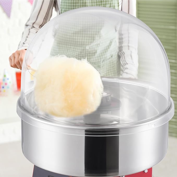 VEVOR Cotton Candy Machine Commercial, 1000W Electric Floss Maker with Cover, Stainless Steel Bowl, Sugar Scoop, Storage Drawer, Perfect for Home, Carnival, Kids Birthday, Family Party, Red