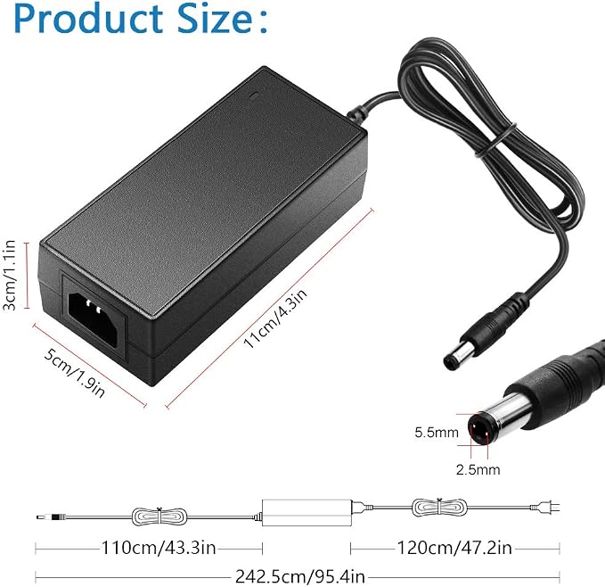 SHNITPWR 12V 3A Power Supply Adapter 100V~240V AC to DC 12 Volt 3 Amp 36W Converter Transformer LED Driver with 5.5x2.5mm Plug for 5050 3528 LED Strip 3D Printer CCTV Camera LCD Monitor (2 Pack)