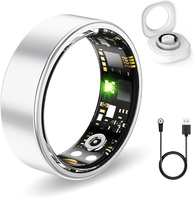 FKGZJF Smart Ring for Women Men, Fitness Ring with Heart Rate, Blood Oxygen, HRV, Stress, Sleep Tracker, Step Tracker, lP68 Waterproof Smart Ring for iPhone & Android, No Subscription Fee Silver, 11#
