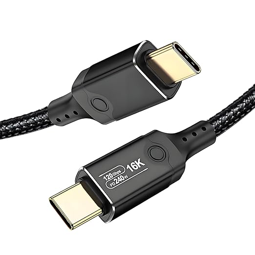 120Gbps Thunderbolt 5 Cable 3.3FT, up to 120Gbps Bandwidth for 16K/Dual 8K, 240W, Braided USB C Video Cable Compatible with Thunderbolt 4/5, USB4, SSD, MacBook M4 Pro, eGPU and USB C, Black