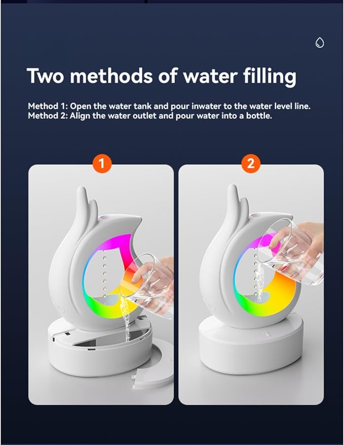 3-in-1 Anti-Gravity Raindrop Humidifier with Bluetooth Speaker & Aromatherapy Diffuser, 7-Color Night Light, Cool Mist Desktop Humidifier for Bedroom, Home, Office