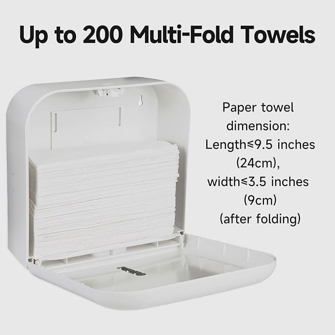 JETWELL Automatic Touch-Less Wall Mount Soap Dispenser and Multifold Paper Towel Dispenser White