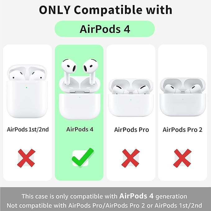 for Airpods 4th Case Cover, Come with Cleaner Kit,Soft Skin Silicone Case Cover with Keychain, Full Protective Case for Men and Women, Compatible with AirPods 4th Generation Case,Grey