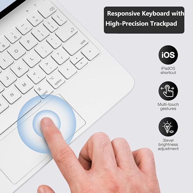 Keyboard Case for iPad Air 11-inch (M3 2025 / M2 2024) & iPad Pro 11-inch (4th/3rd/2nd/1st Gen), Magic Keyboard Case for iPad Air (5/4 Gen) with Multi-Touch Trackpad, Backlit Keys - White