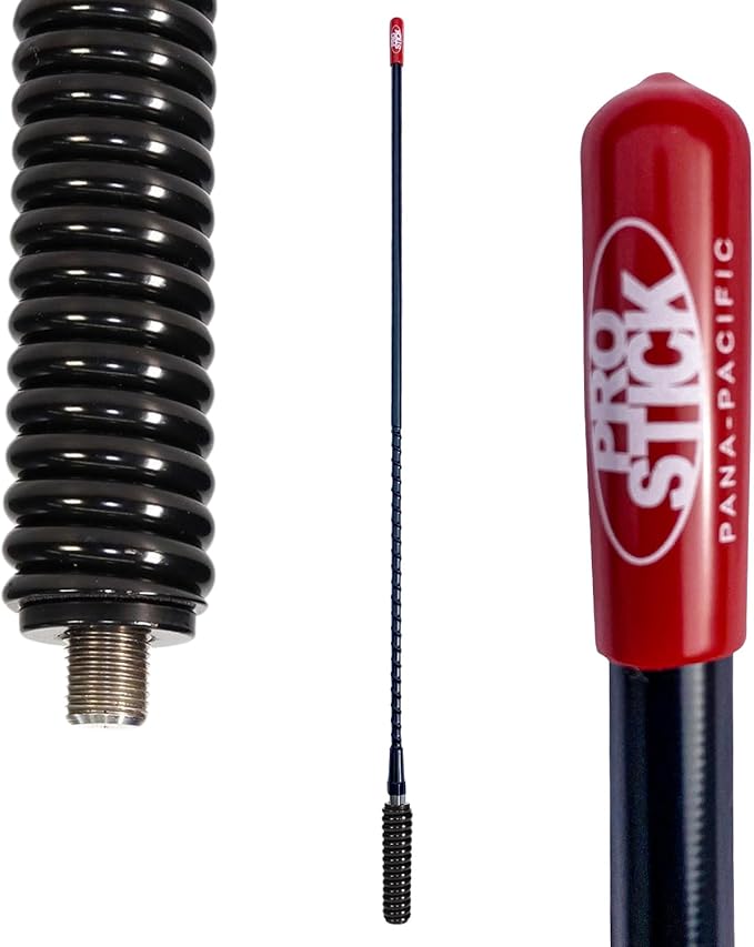 Prostick 2 Foot Fiberglass 1000 Watt Black CB Radio Antenna with Heavy Duty Black Stainless Steel Spring.