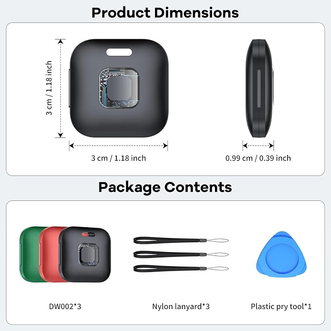Hoxe Dual System (iOS & Android) Air Tracker Tags 3 Pack (Colorful), New Key Finder Tracker Tag Work with Apple Find My & Google Find Hub App, Smart Tag Suitable for Key, Bag, Luggage, Pet, Car, etc