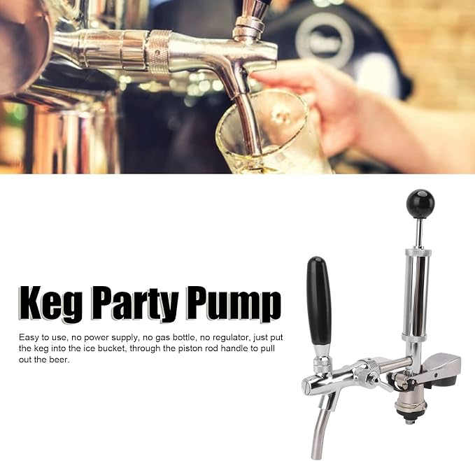 4in Stainless Steel Draft Beer Pump - Leakproof Portable Hand Pump for Homebrew Kegs Party Wedding Camping Picnic Outdoor Use