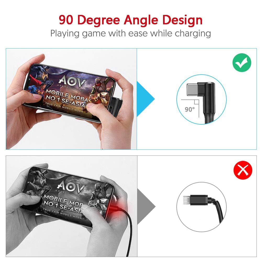 100W 2 Pack 3+6FT Type C to Type C Fast Charging Cable USBC to USBC Cord 90 Degree USB C Cable Right Angle for iPhone 16 15 Samsung Galaxy S24 S23 iPad MacBook Pixel USB C Charger