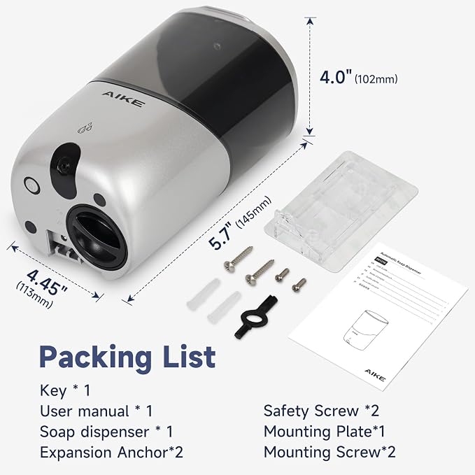 AIKE Automatic Commercial Soap Dispenser and Wall Mount Paper Towel Dispenser Bundle, Model AK1216_Silver_5180_Brushed