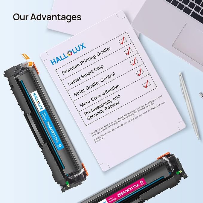 HALLOLUX 206A 206X Toner Cartridges (with Chip) for HP 206A Toner Cartridges 4 Pack Compatible with LaserJet Pro MFP M283fdw M283cdw M255dw M282nw Printer Toner (BCMY, 4P)