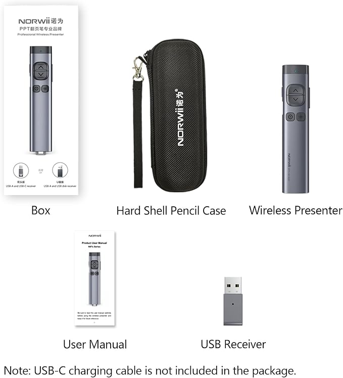 Norwii N97s TV Screen Presentation Clicker for powerpoint presentations, powerpoint clicker, Presentation Remote, Bluetooth Wireless Presenter, Digital Pointer for TV Screen Under Win/mac