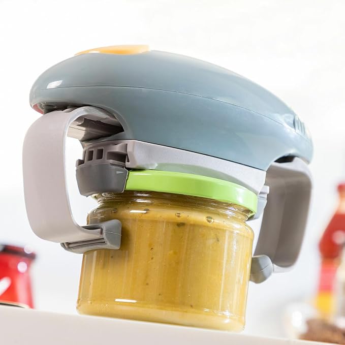 InnovaGoods® Lloucan Electric Jar Opener, Can Opener Kitchen Accessory, Automatic Can Opener for New Sealed Jars, Hands Free Can Opener Less Effort to Open (Grey)