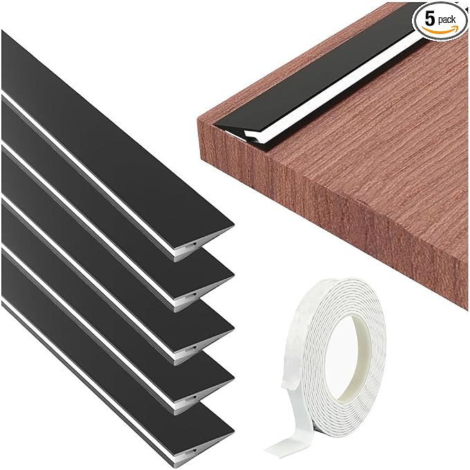 5 Pack LED Aluminum Channel Profile Under Cabinet, Self Adhesive Ultra Thin Invisible Lights Profile for Wardrobe Collection Cabinet Kitchen Shelf Workbench, No Light Strip (Black, 19.6inch)